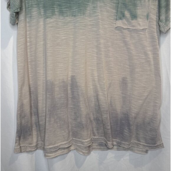 POL Womens Green Tie Dye V Neck Oversized Pocket Short Sleeve T Shirt Top S Boho - Picture 4 of 10